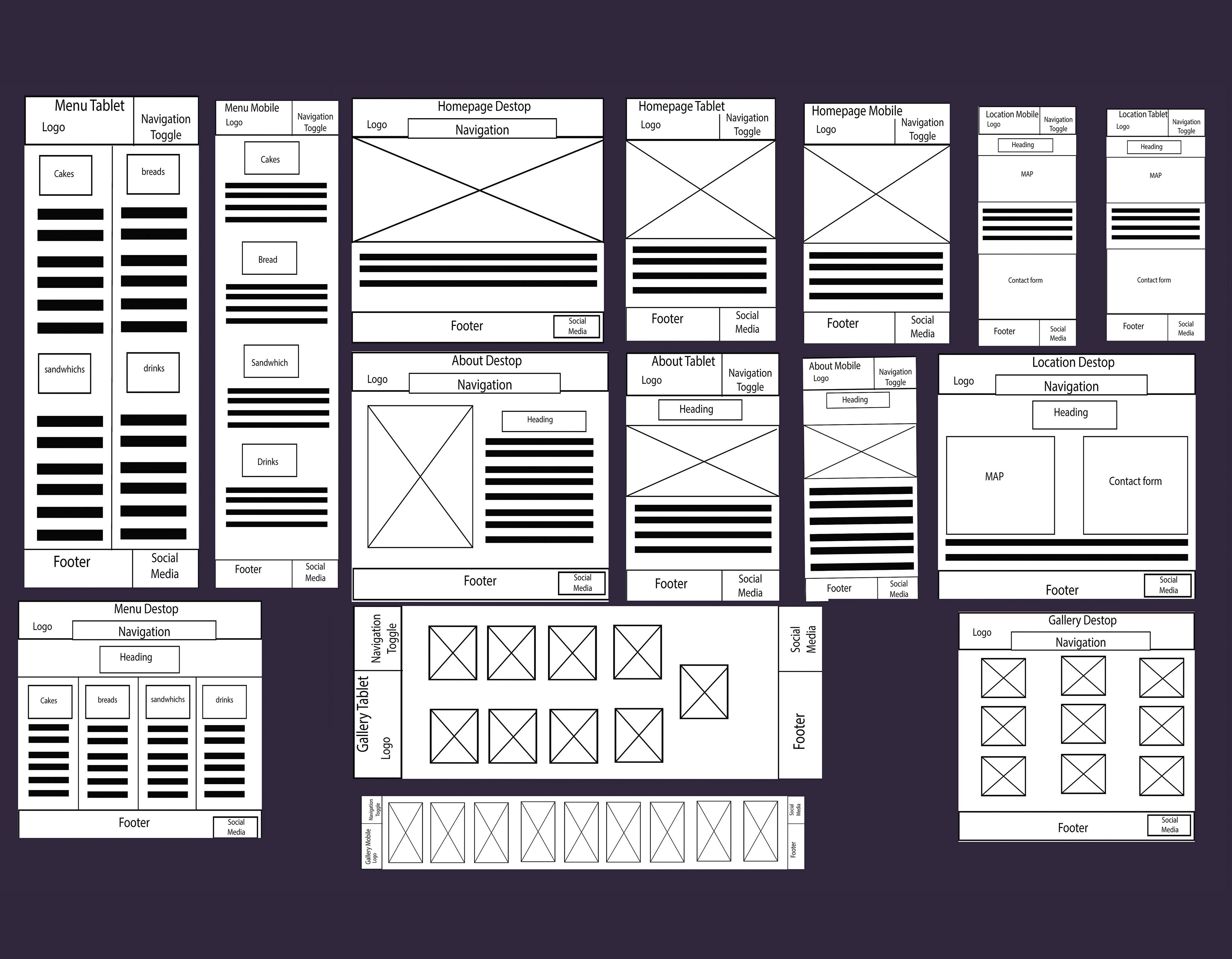 Arai Pastry Wireframes