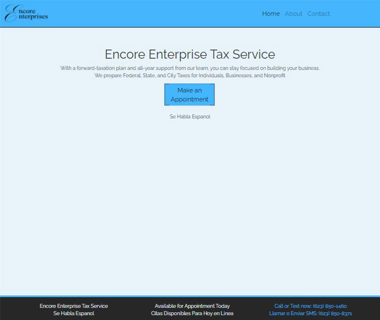 Encore Enterprise Tax Service website now
